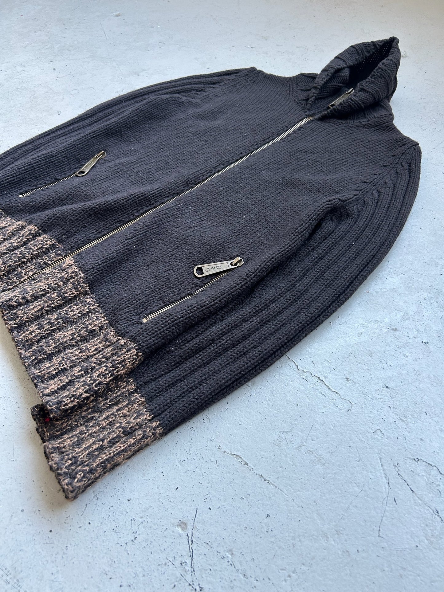 Dolce & Gabbana Rib Knit Navy Zip Up Sweater (M)
