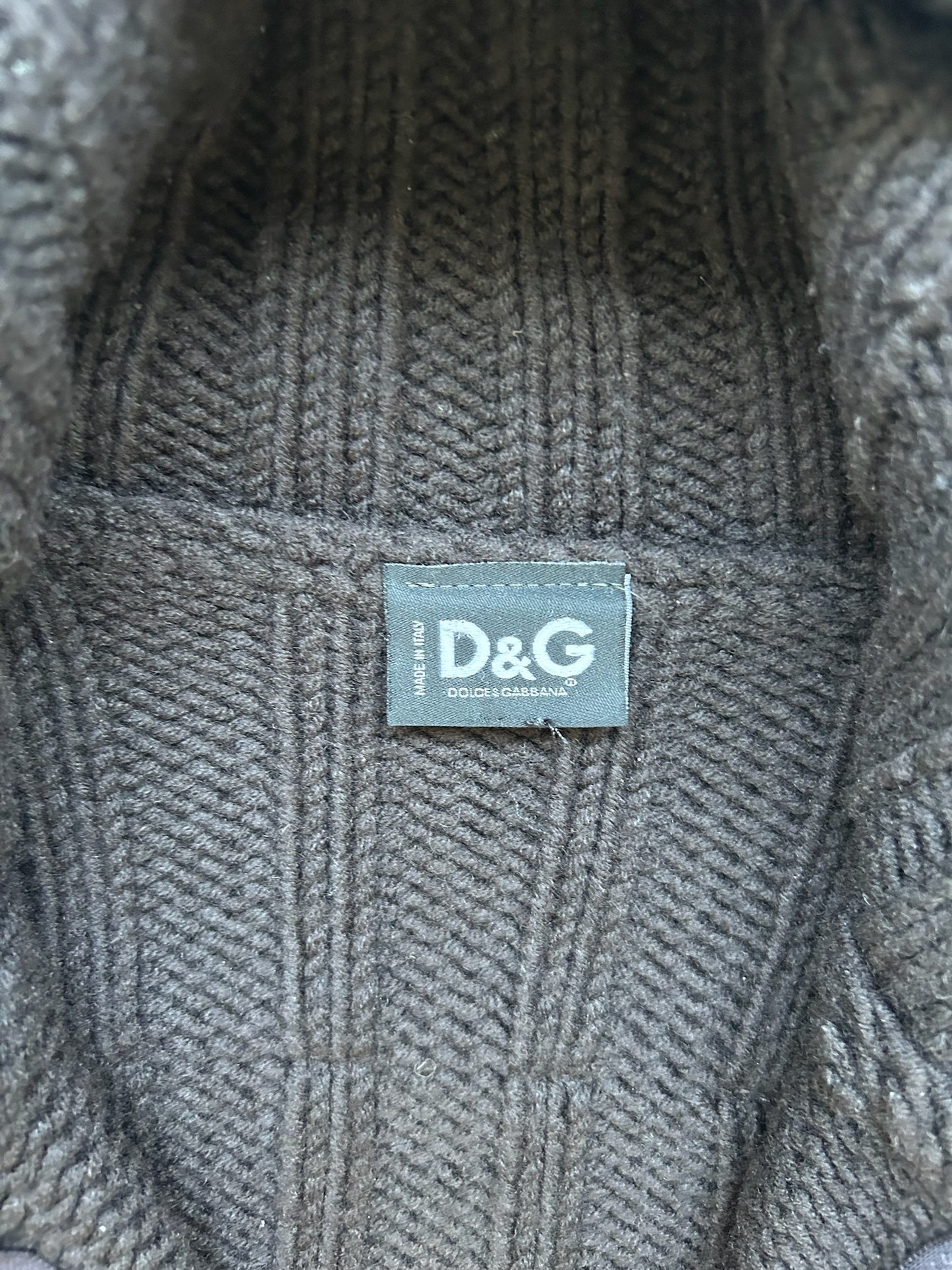 Dolce & Gabbana Rib Knit Navy Zip Up Sweater (M)