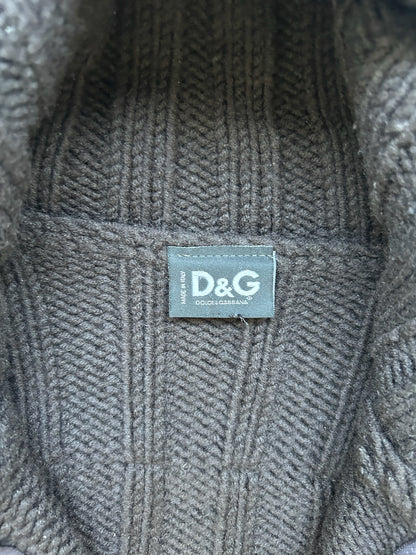 Dolce & Gabbana Rib Knit Navy Zip Up Sweater (M)