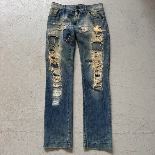 Dolce & Gabbana Light Wash Stitched Distressed Denim (48)