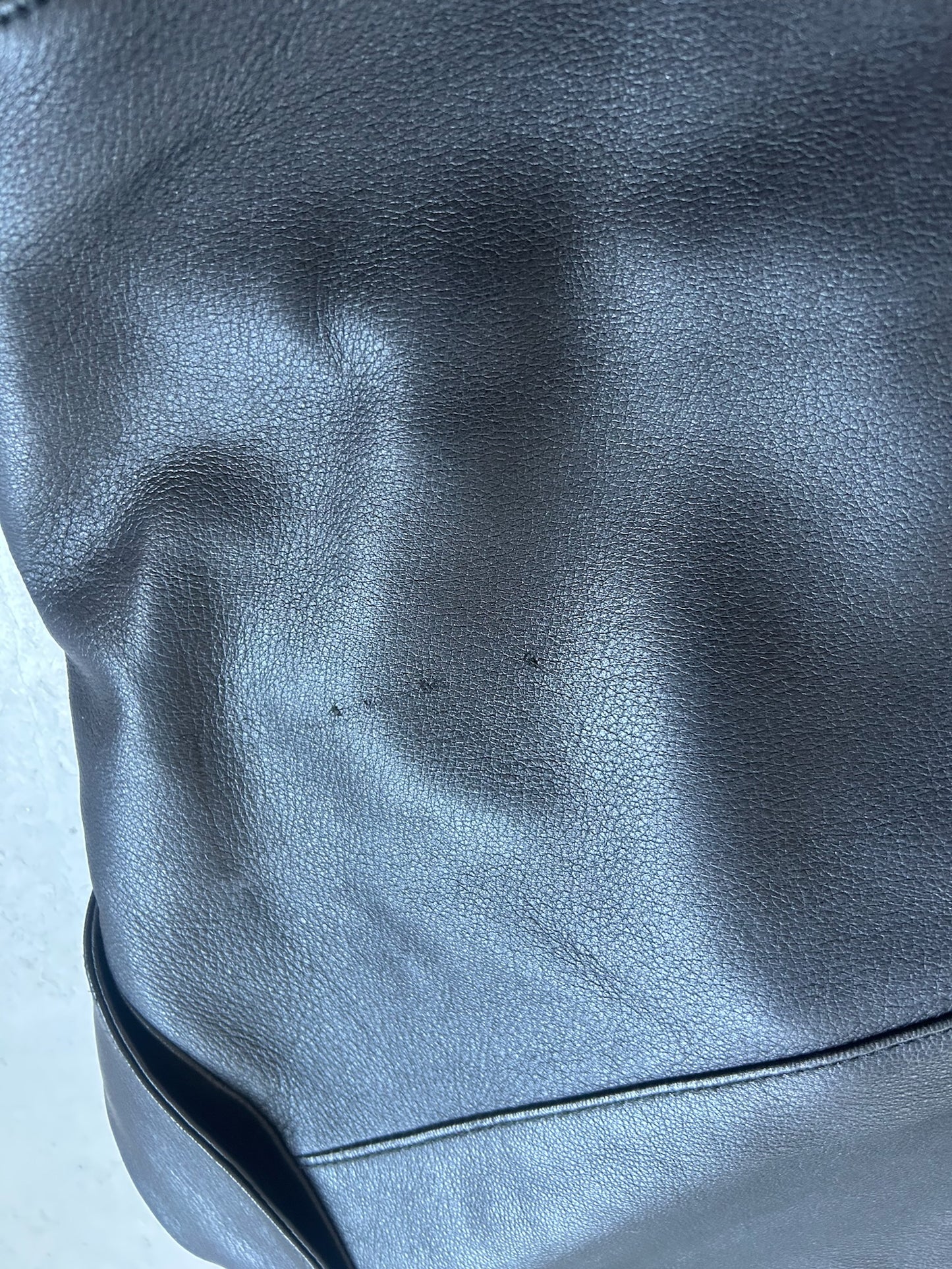 Donna Karan Black Leather Trench Coat (L)