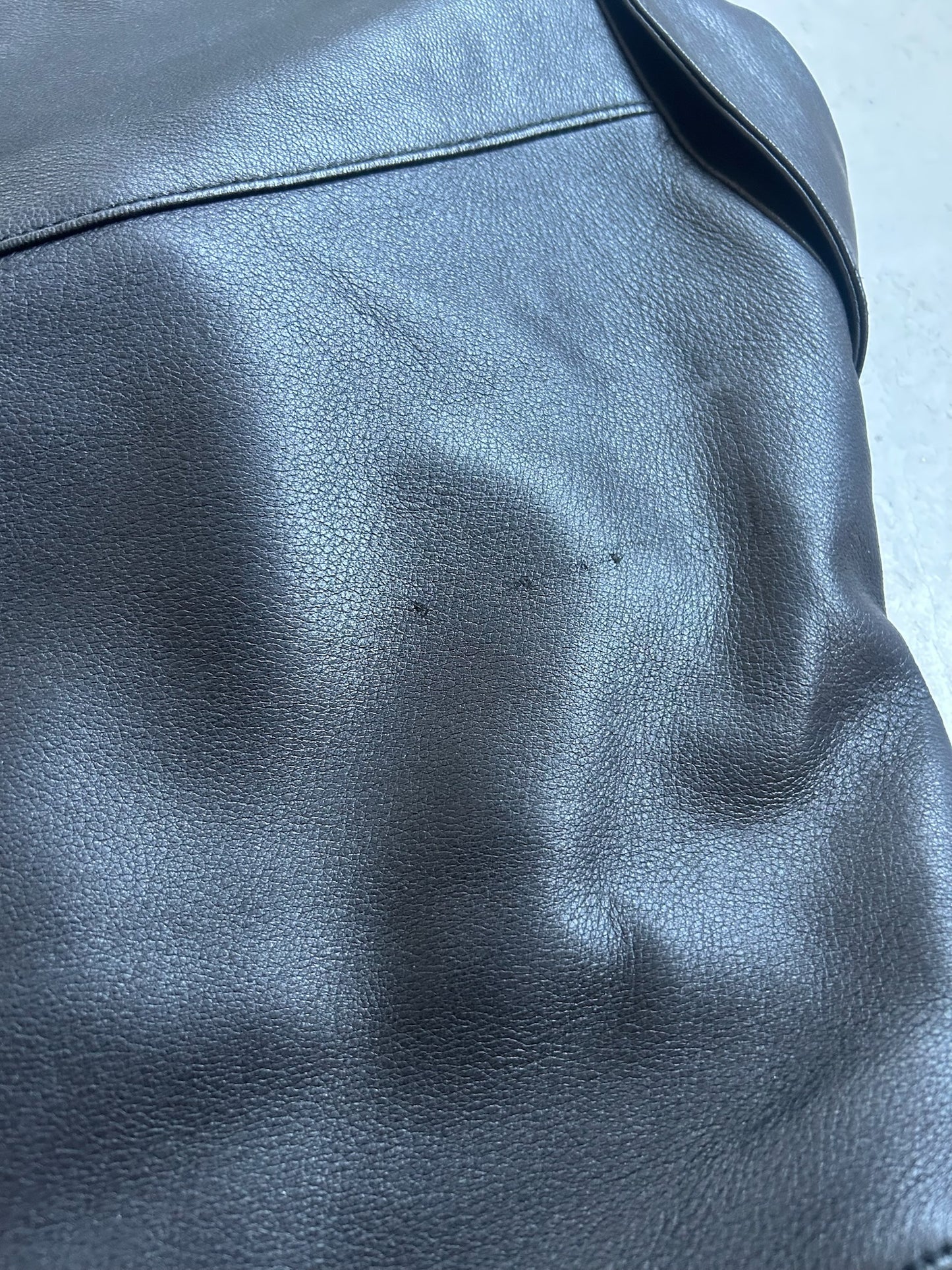 Donna Karan Black Leather Trench Coat (L)