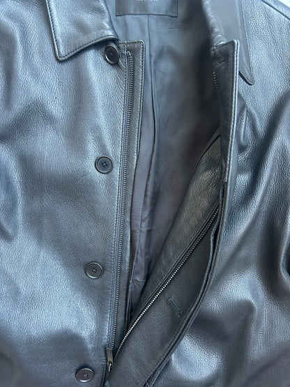 Donna Karan Black Leather Trench Coat (L)