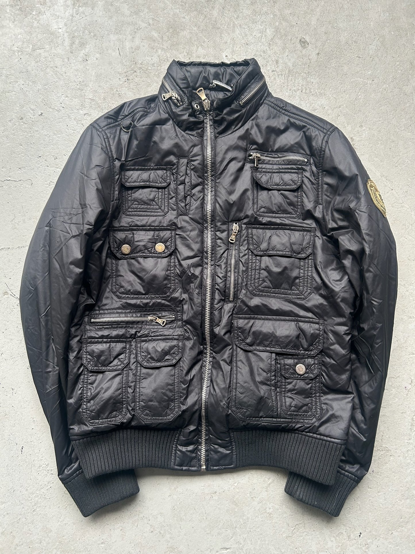 Dolce & Gabbana 2000's Black Nylon Multi Pocket Utility Jacket (52)