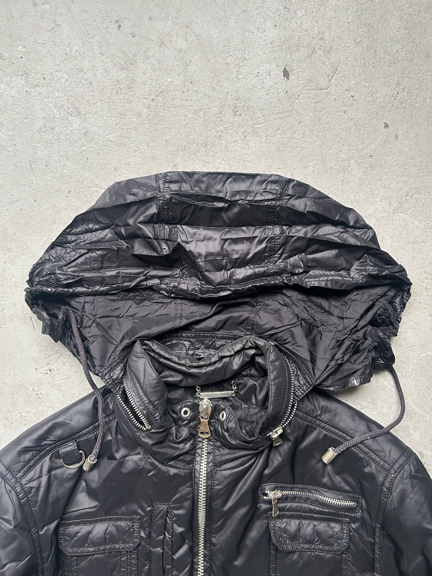 Dolce & Gabbana 2000's Black Nylon Multi Pocket Utility Jacket (52)