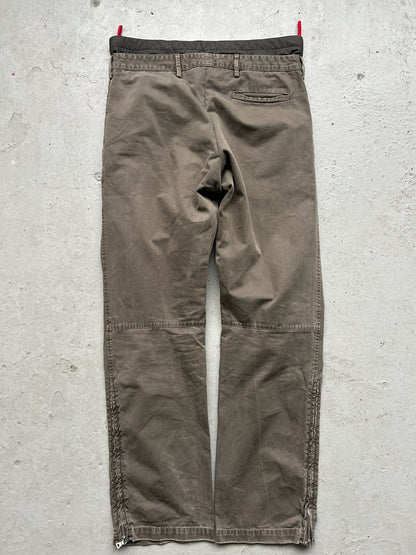 Prada Sport Olive Nylon Waisted Cotton Trousers (50)
