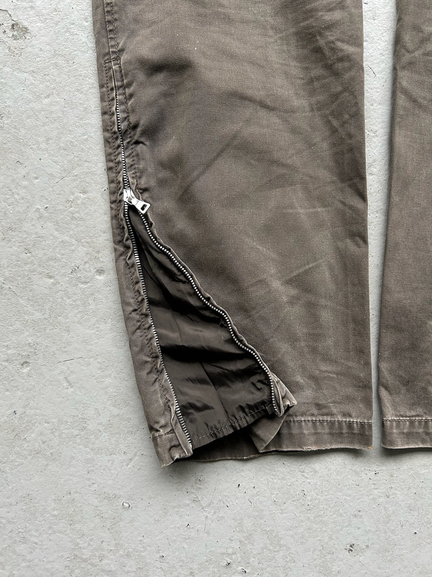 Prada Sport Olive Nylon Waisted Cotton Trousers (50)