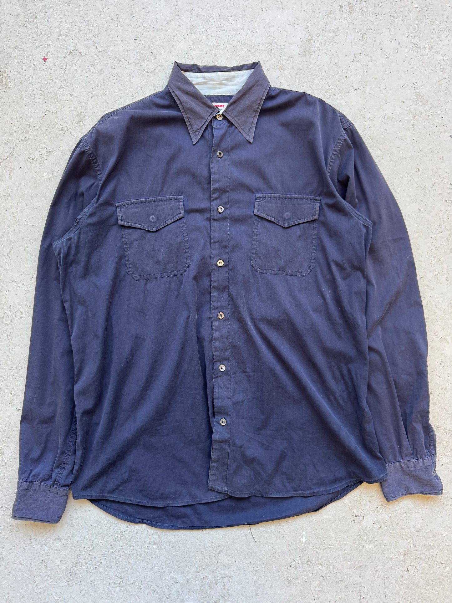 Prada Navy Button Up (42)