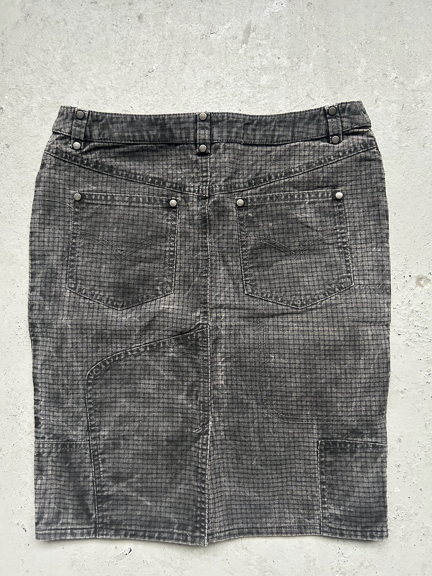 Versace Stone Wash Checkered Pencil Skirt (24)