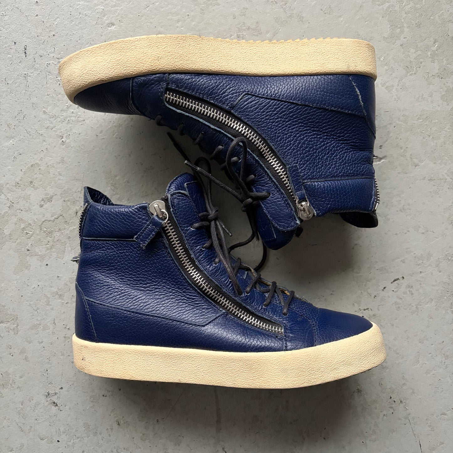 Giuseppe Navy Leather Sneakers (9)