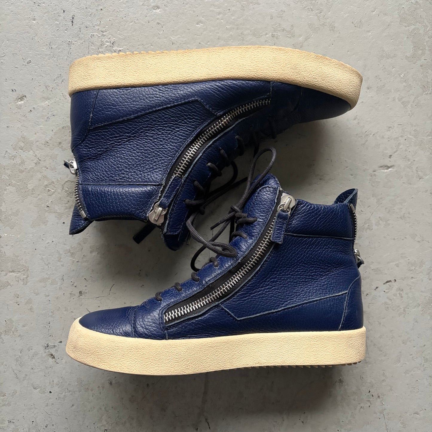 Giuseppe Navy Leather Sneakers (9)