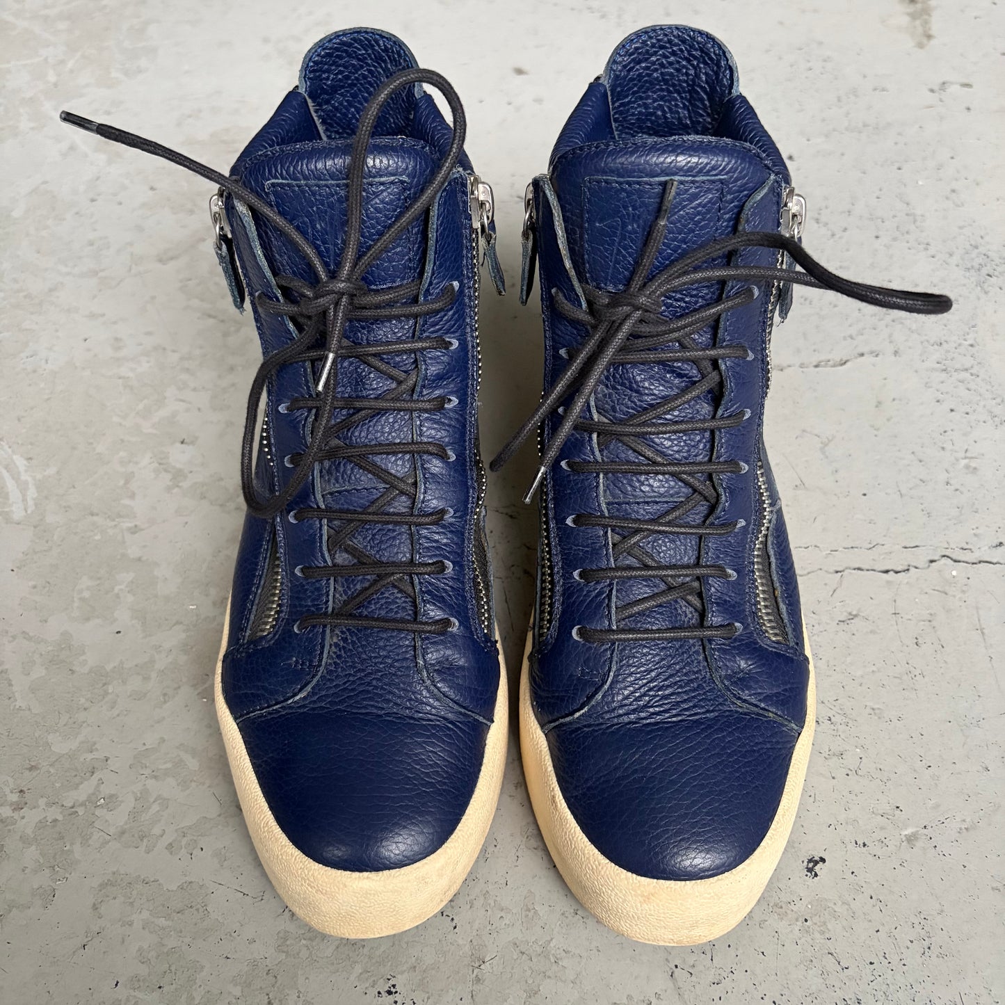 Giuseppe Navy Leather Sneakers (9)