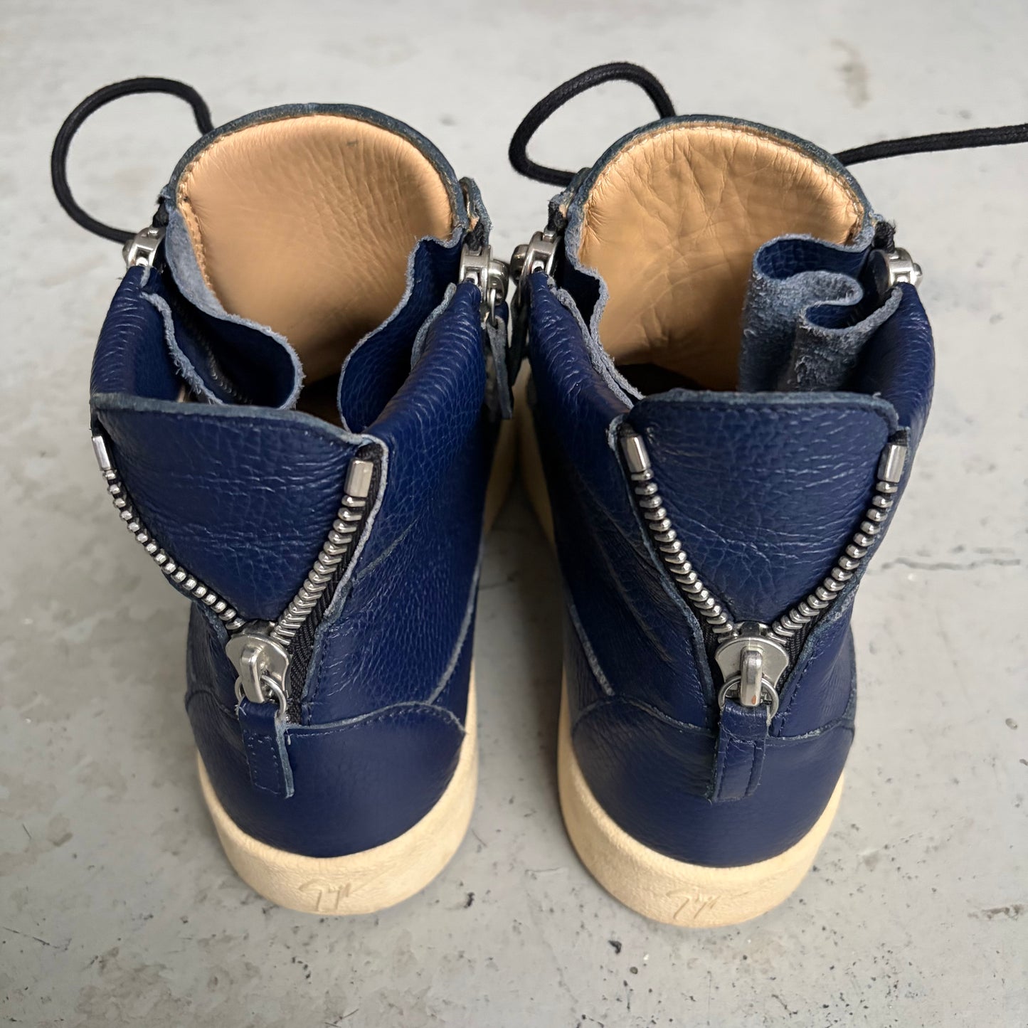 Giuseppe Navy Leather Sneakers (9)