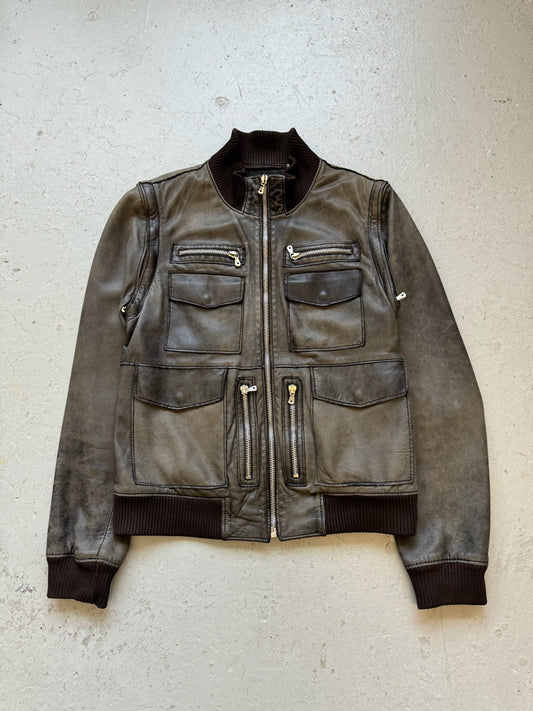 Dolce & Gabbana Multi Zip Leather Faded Jacket (54)