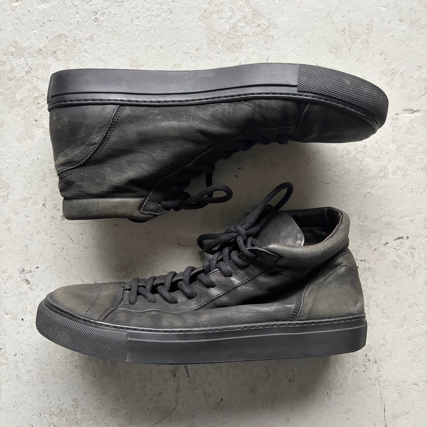 The Last Conspiracy Black Leather High Top Sneaker (42)