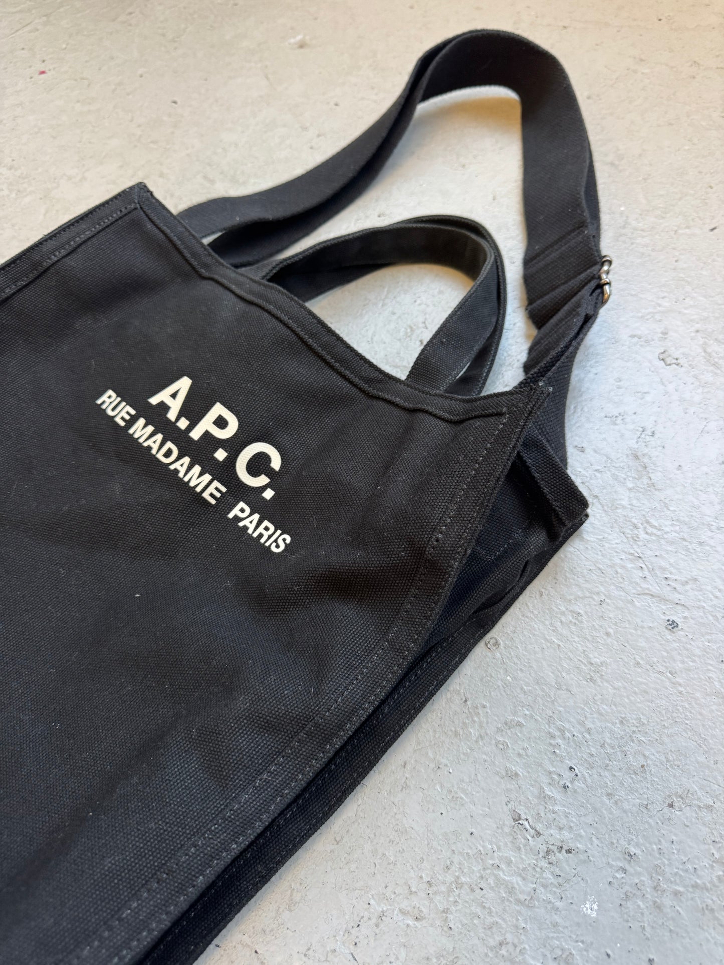 A.P.C. Rue Madame Paris Black Canvas Bag (OS)