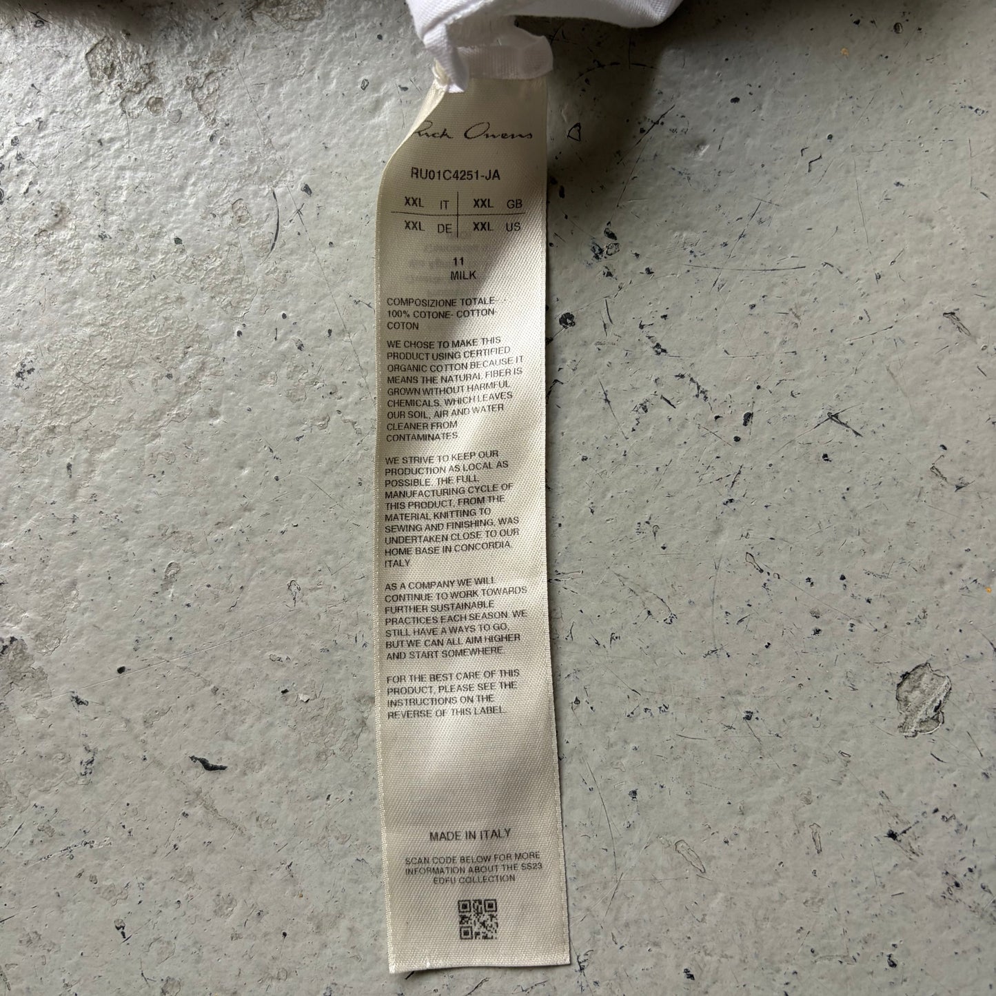 Rick Owens SS23 EDFU Milk Short Sleeve Shirt (XXL)