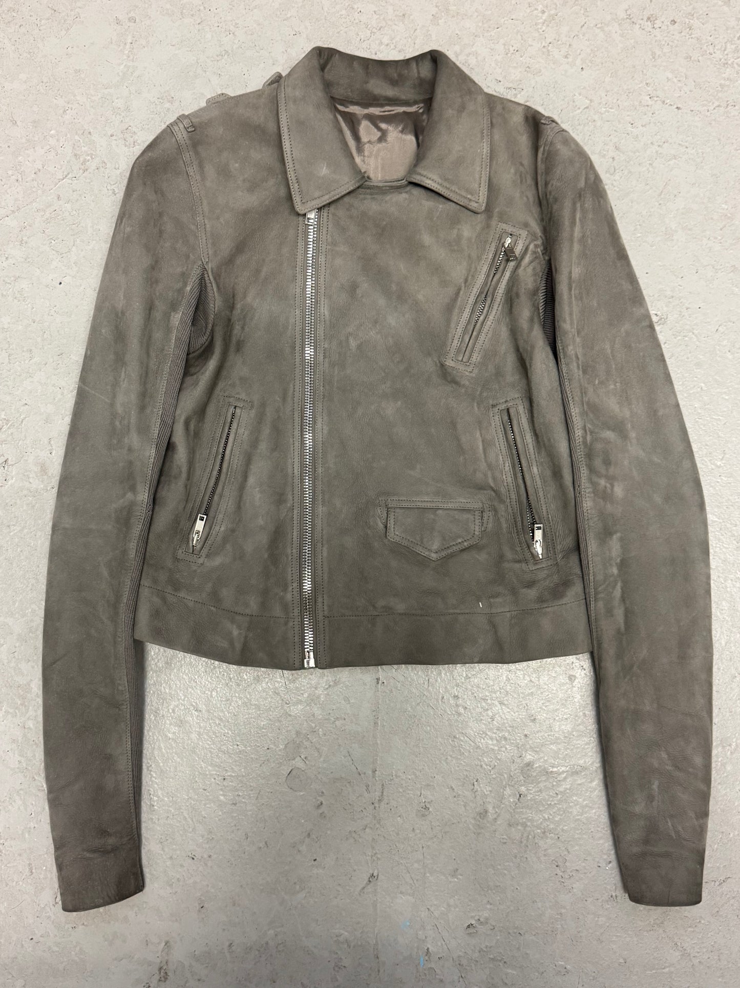 Rick Owens FW19 Larry Grey Suede Stooges Jacket (44)