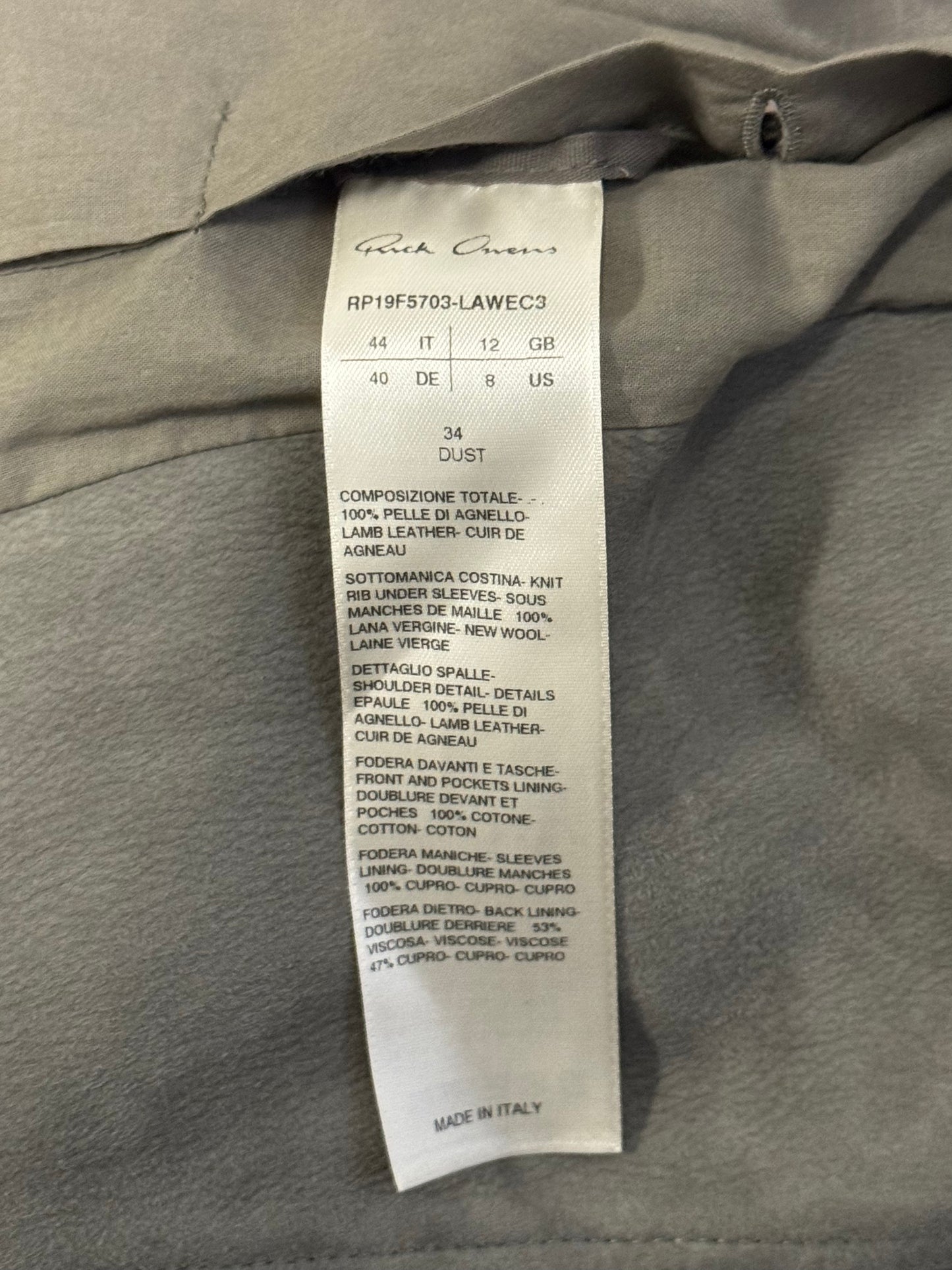 Rick Owens FW19 Larry Grey Suede Stooges Jacket (44)