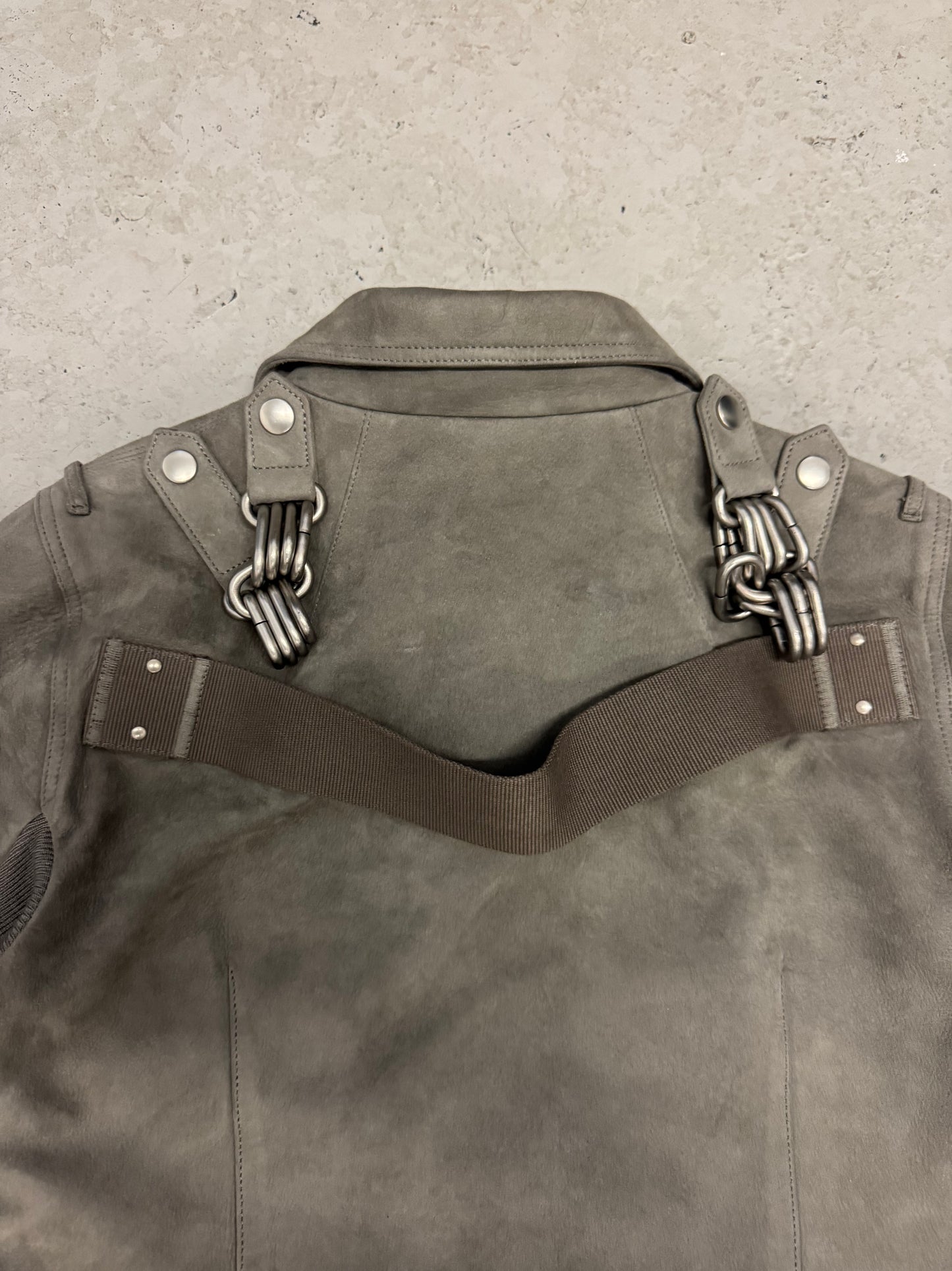 Rick Owens FW19 Larry Grey Suede Stooges Jacket (44)