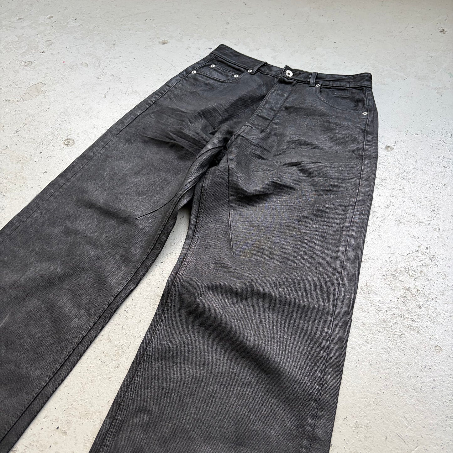 Rick Owens DRKSHDW Waxed Geth Cut Jeans (28)