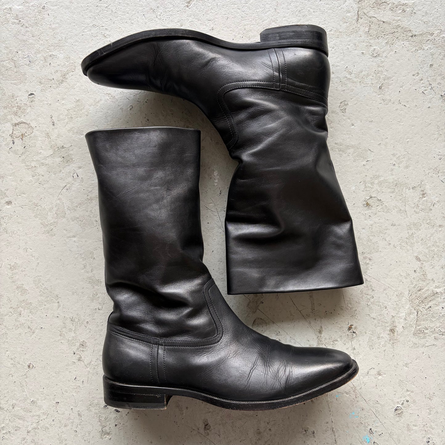 Saint Laurent Paris Matt 25 Black Leather Boots (42)