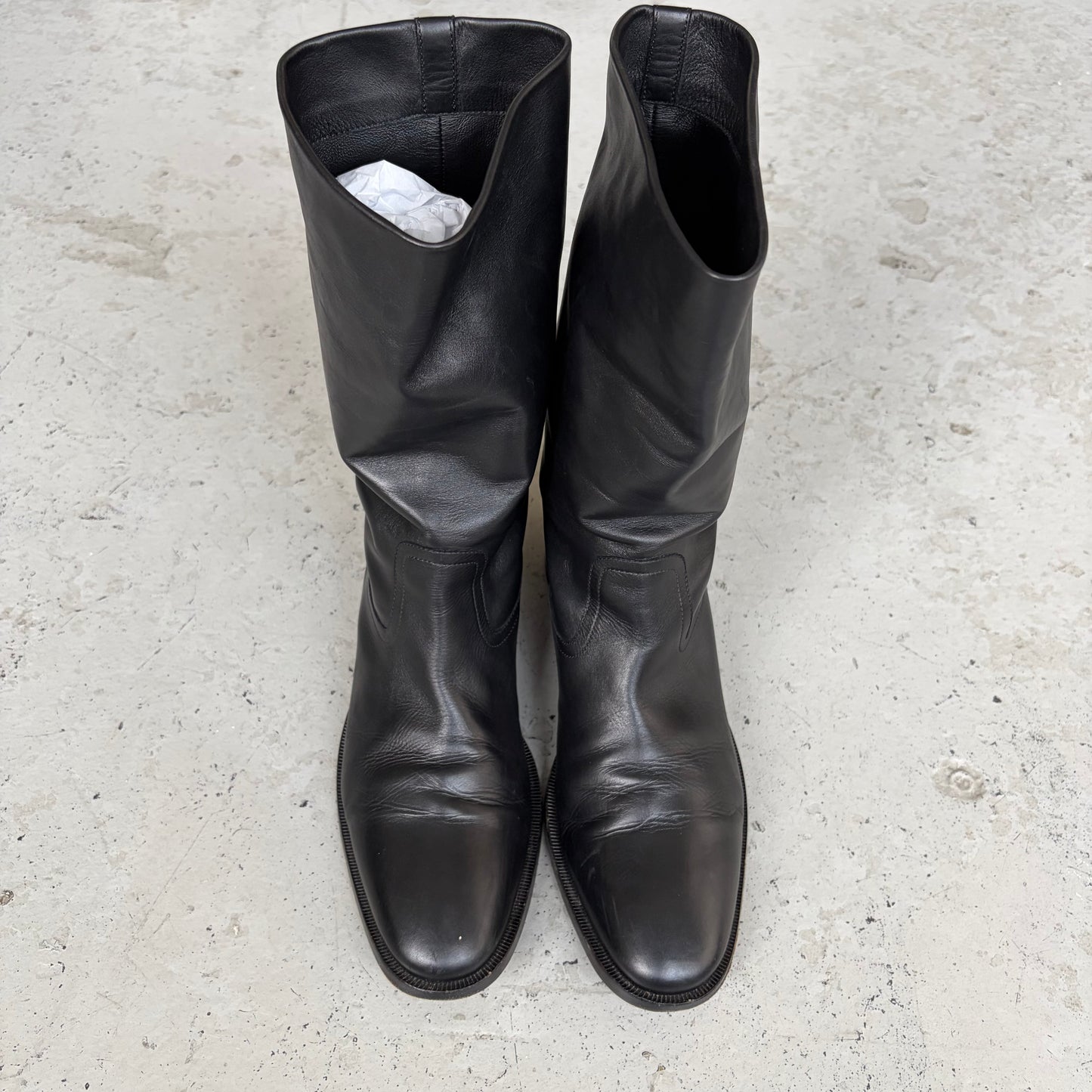 Saint Laurent Paris Matt 25 Black Leather Boots (42)