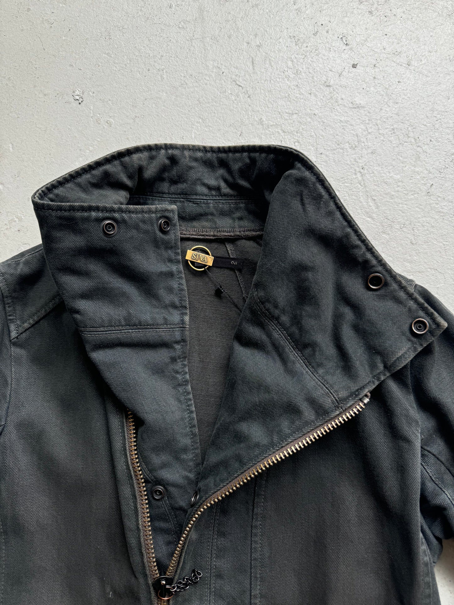 Sïva Asymetrical Zip Up Denim Jacket (2)