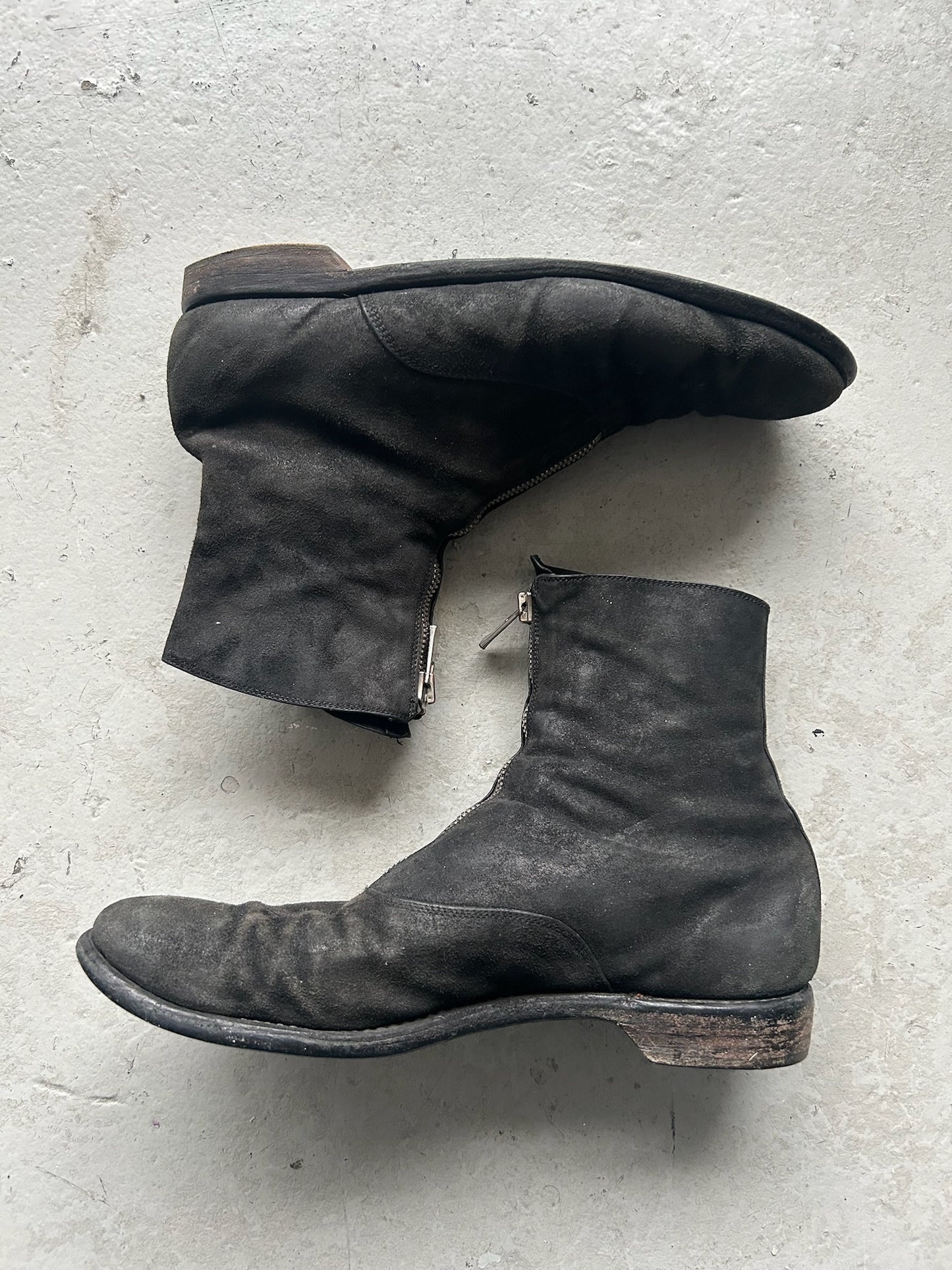 Guidi 210 Reverse Horse Leather Black Front Zip Boots (44)