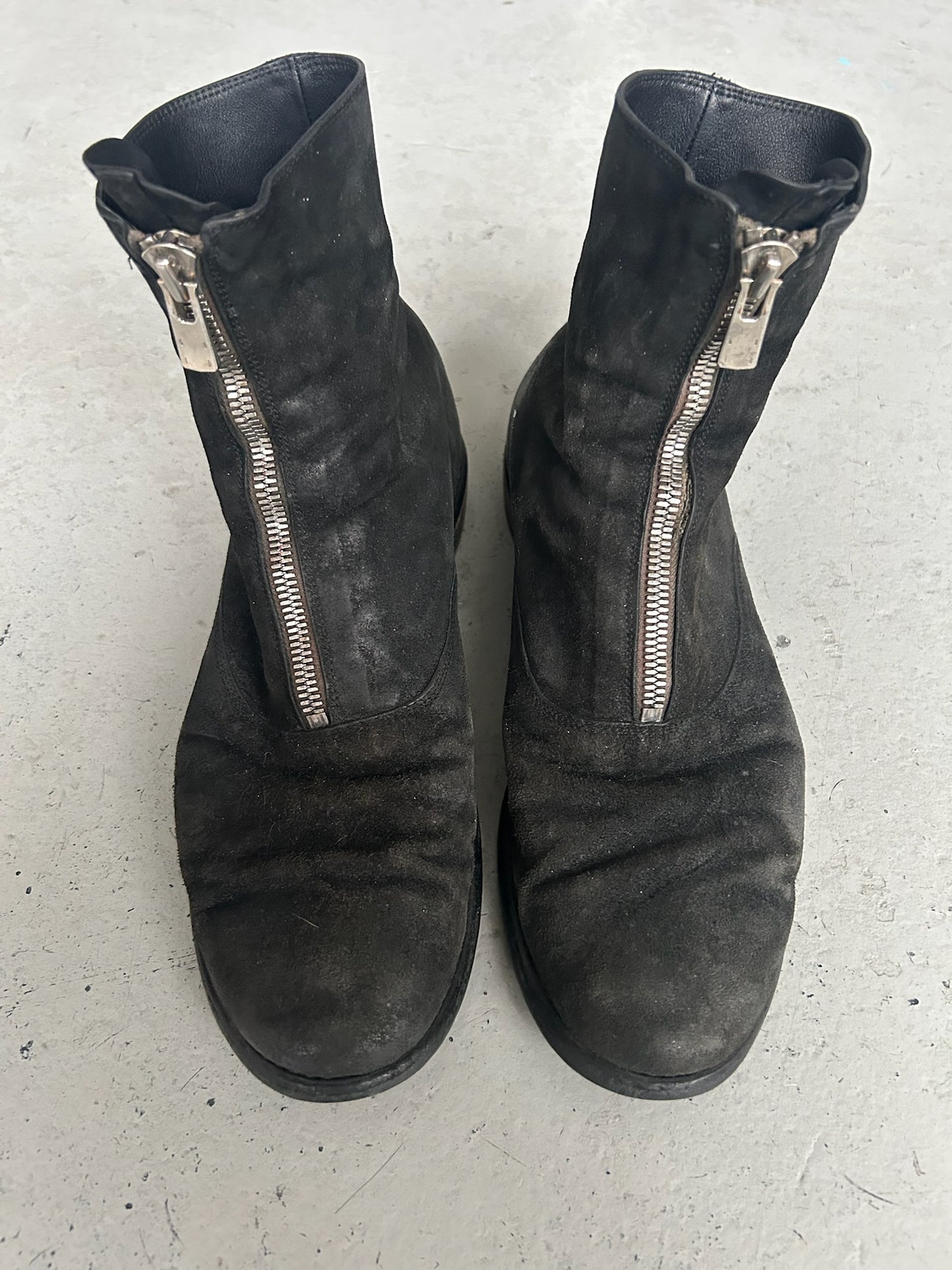 Guidi 210 Reverse Horse Leather Black Front Zip Boots (44)