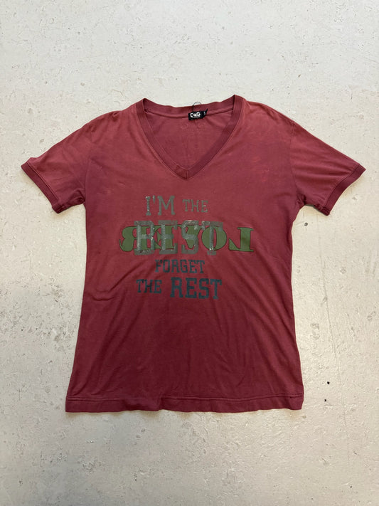 Dolce & Gabbana Maroon V Neck T (M)