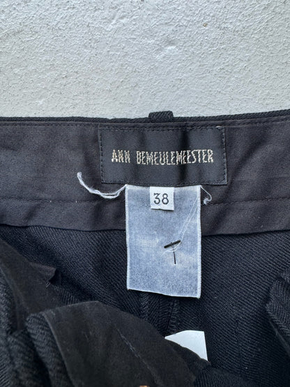 Ann Demeulemeester AW02 Black Wool Bondage Cargo Trousers (38)