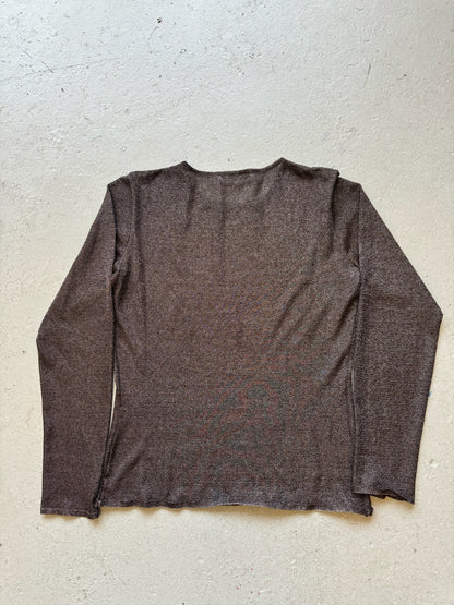 Yves Saint Laurent Hedi Slimane SS99 Glittery Brown Sheer Long Sleeve (S)
