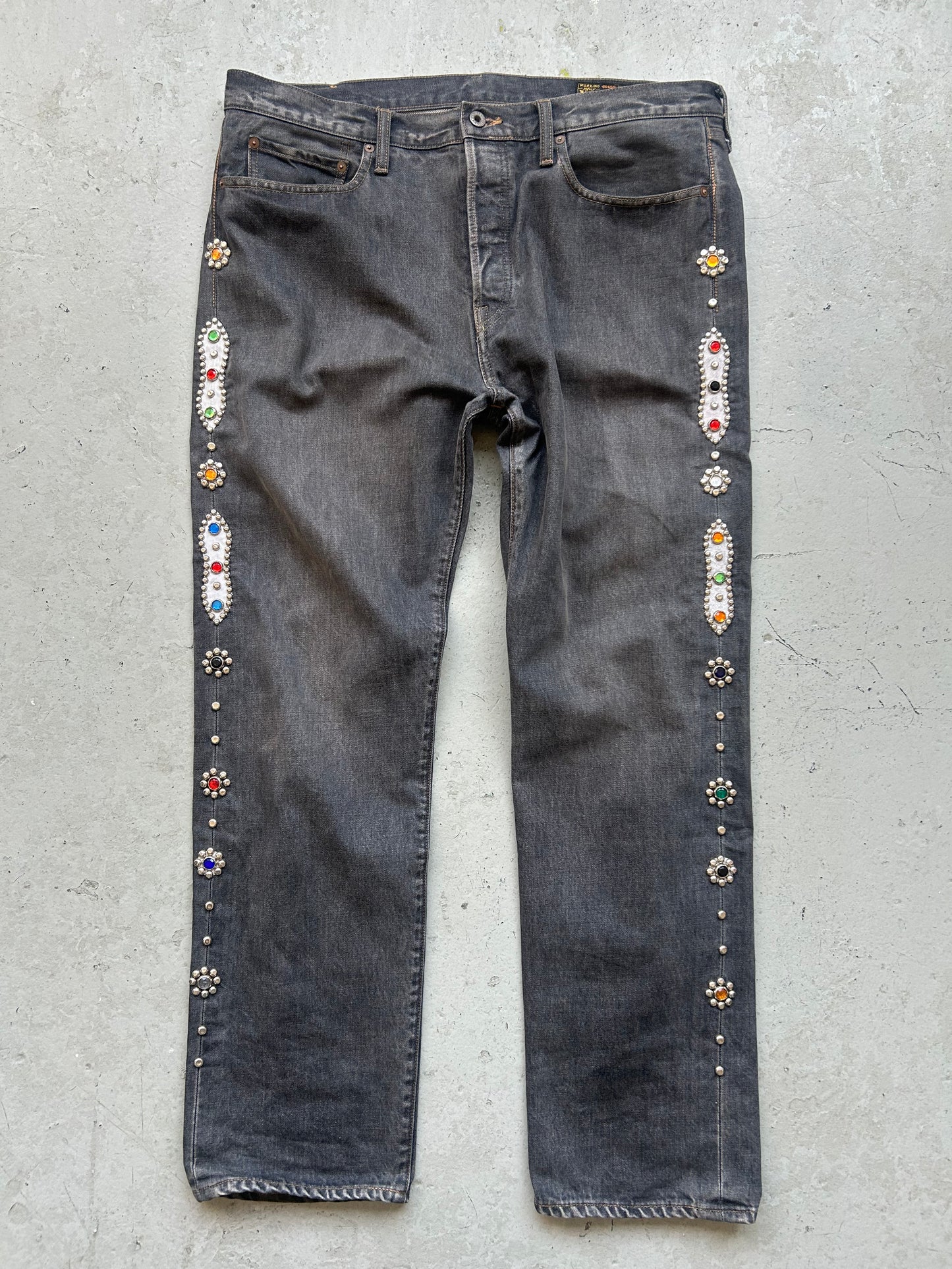 Kapital Monkey Cisco Gem Studded Black Denim (38)