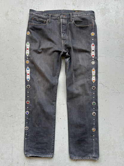 Kapital Monkey Cisco Gem Studded Black Denim (38)