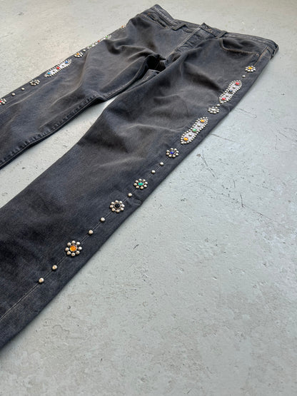 Kapital Monkey Cisco Gem Studded Black Denim (38)
