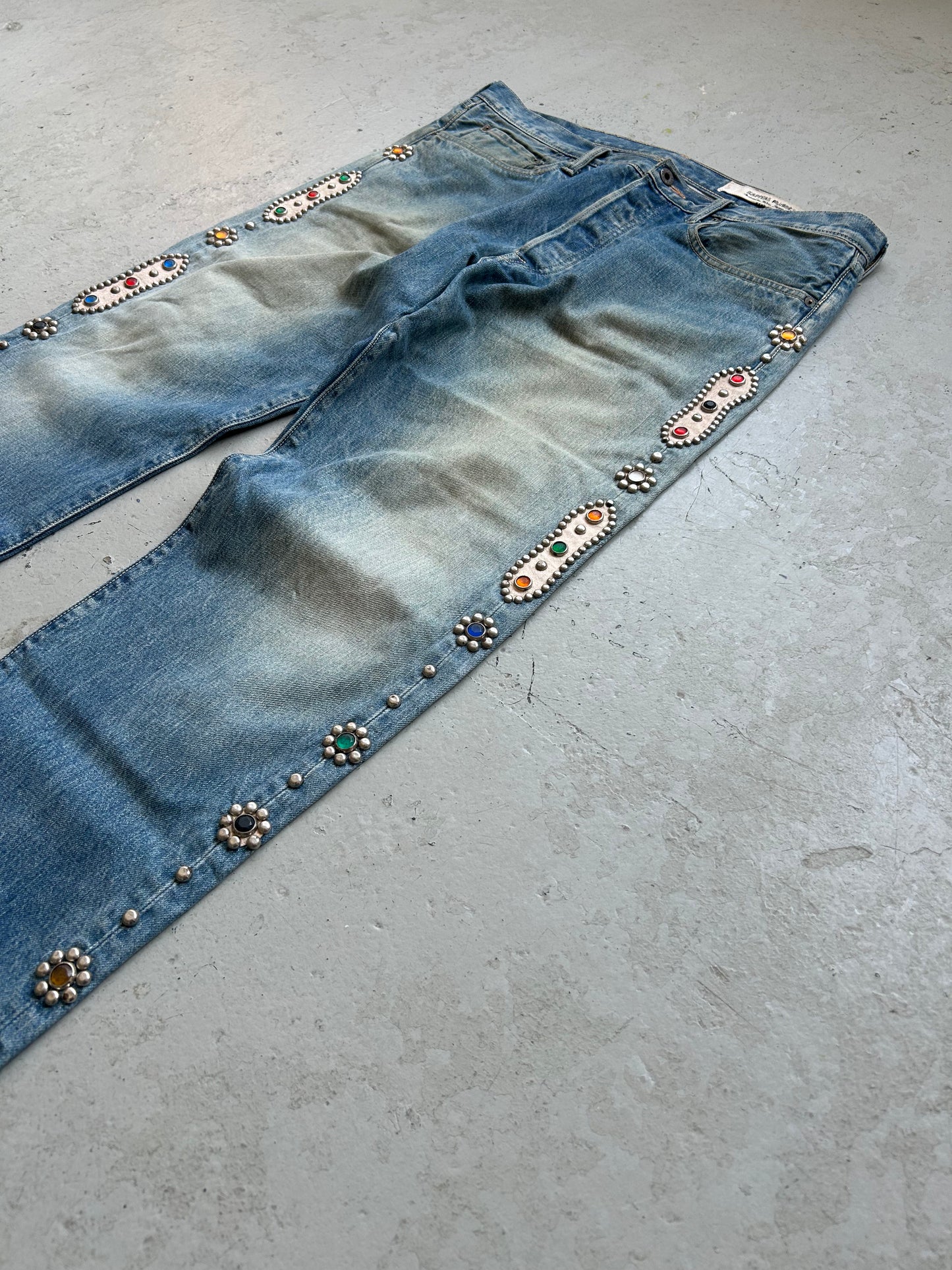 Kapital Monkey Cisco Gem Studded Blue Denim (36)