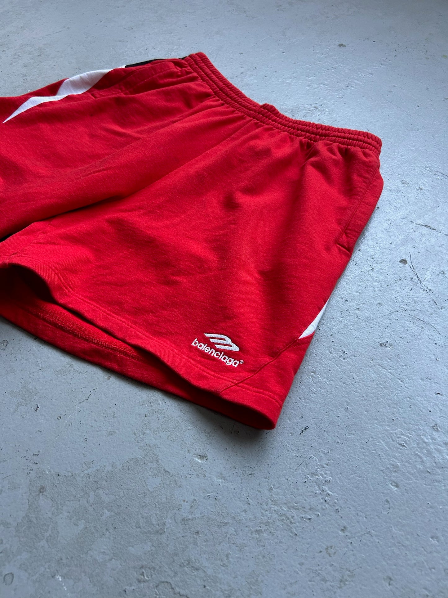 Balenciaga 3B Logo Red Cotton Shorts (L)
