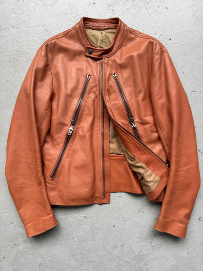Maison Martin Margiela Brown 5 Zip Leather Jacket (46)