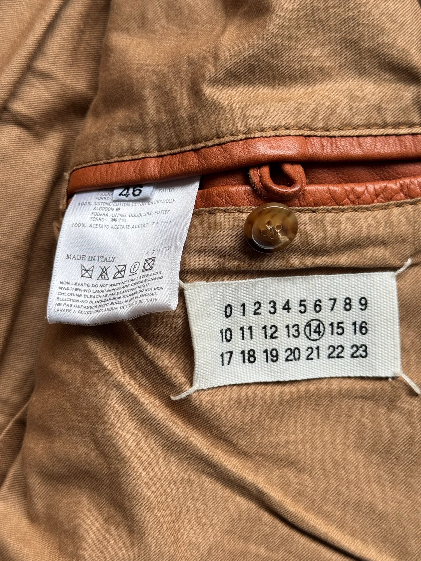 Maison Martin Margiela Brown 5 Zip Leather Jacket (46)