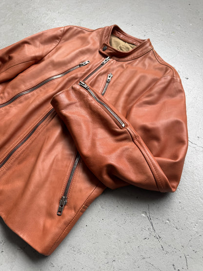 Maison Martin Margiela Brown 5 Zip Leather Jacket (46)