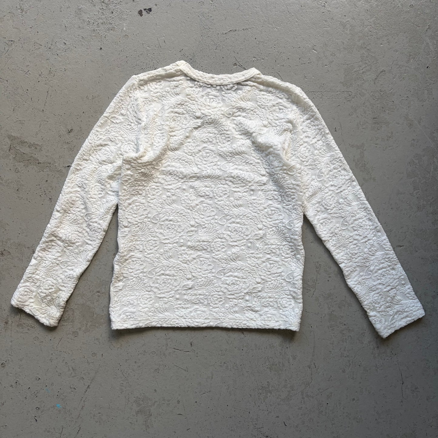 Comme Des Garcons White Floral Long Sleeve Sweater (S)